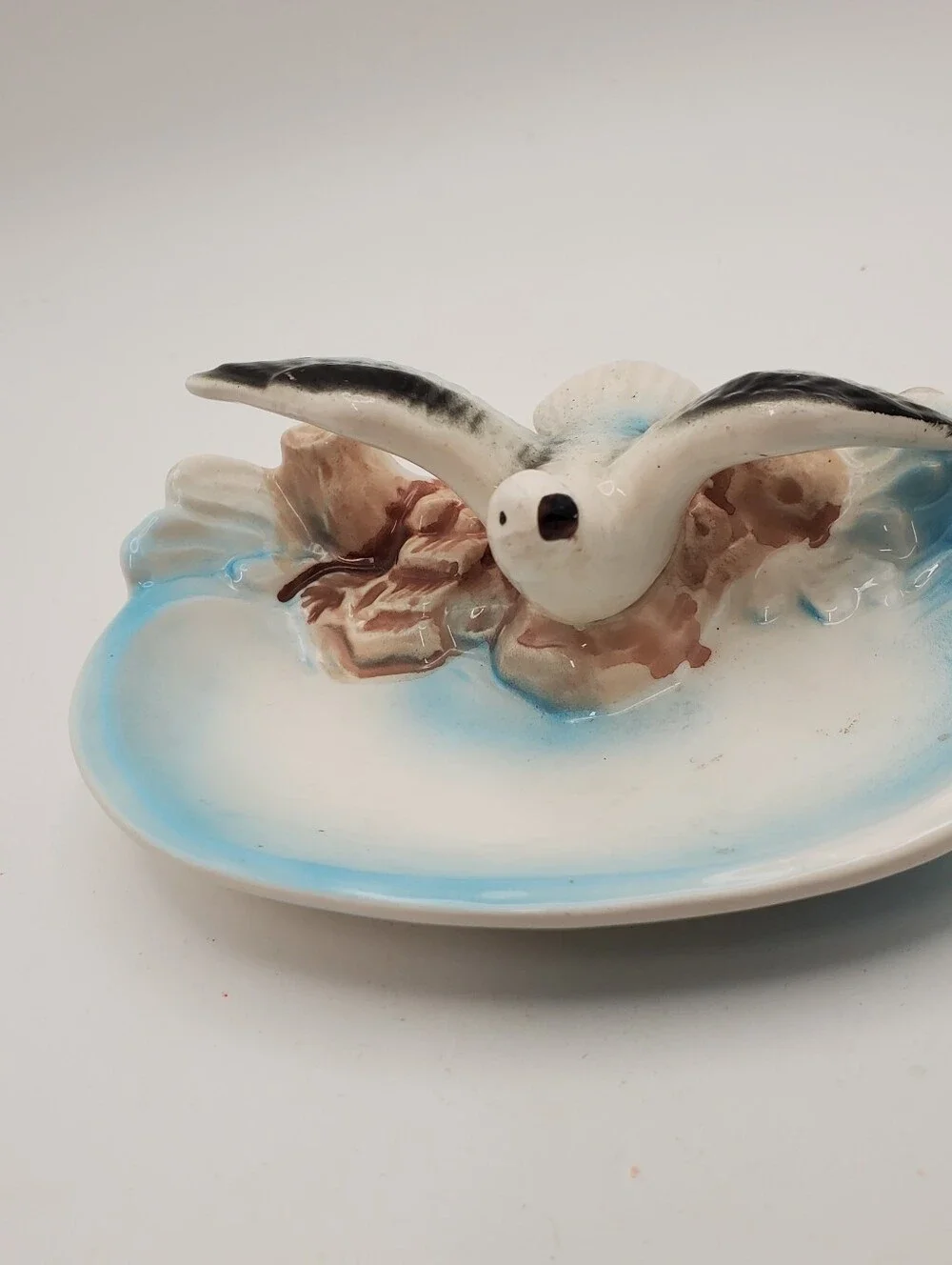 Vintage Ceramic Seagull Shell Trinket Dish Ashtray Mid-Century Japan CoastalBrin